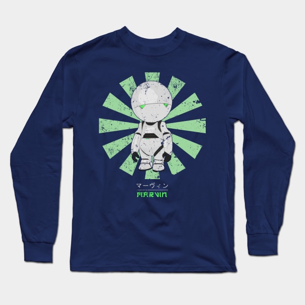 Marvin Paranoid Android Retro Japanese Long Sleeve T-Shirt by Nova5